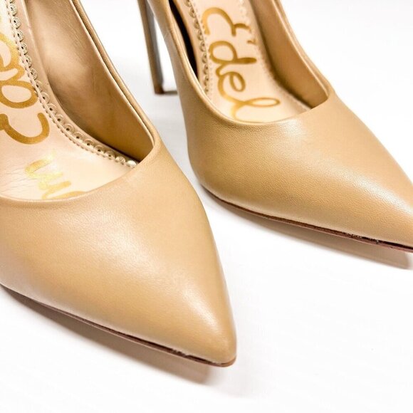 Sam Edelman Womens Pump Stiletto High Heels Solid Tan Leather Pointed Toe - Picture 5 of 14